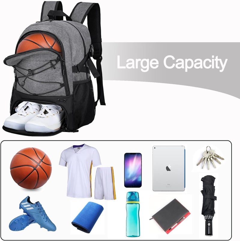 LARIPOP Basketball Bag,Basketball Backpack with Shoe Compartment and Ball Holder,Sport Bags for Soccer,Volleyball,Gym,Travel - Image 3